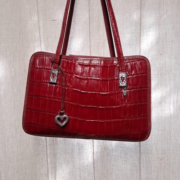Brighton Red Leather Crocodile Satchel - Picture 3 of 4